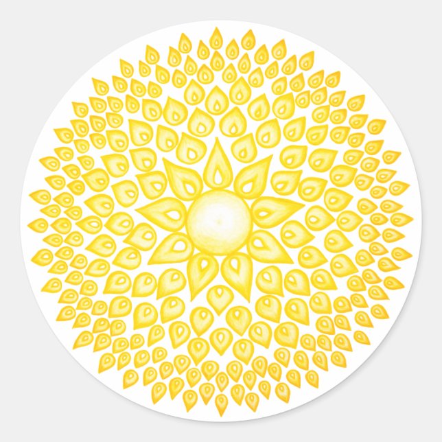 Adesivo Redondo Amarelo Sol Mandala (Frente)