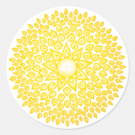 Adesivo Redondo Amarelo Sol Mandala