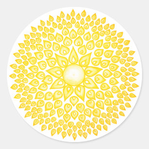 Adesivo Redondo Amarelo Sol Mandala