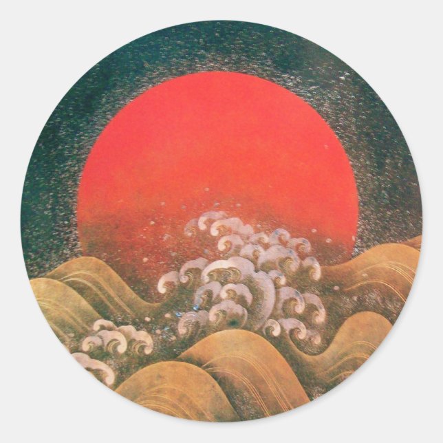 Adesivo Redondo AMATERASU, SUN GODDESE, vermelho preto (Frente)