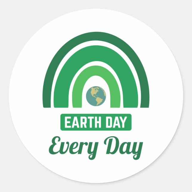 Adesivo Redondo Ambientalismo Arco-Íris Verde Dia da Terra Todos o (Frente)