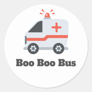 Adesivo Redondo Ambulância Boo Bus, Humor EMS