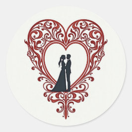 Adesivo Redondo Ame Heart Silhouette Sticker