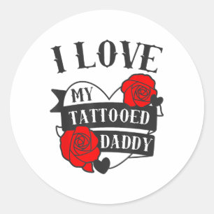 Adesivo Redondo Ame Meu Pai Tatuado Dizendo _ Rosa Tatuagem Desenh