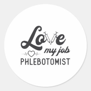 Adesivo Redondo Ame Meu Trabalho Phlebotomista Enfermando Phleboto