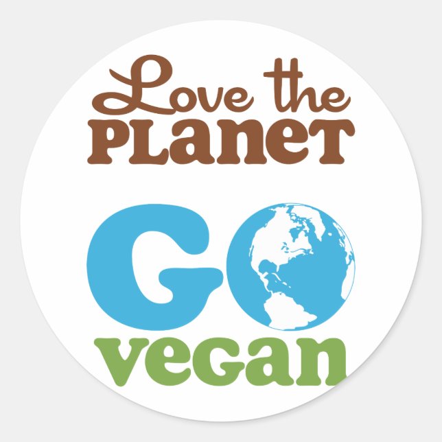 Adesivo Redondo Ame o planeta Go Vegan (Frente)
