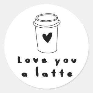 Adesivo Redondo ame-o um latte