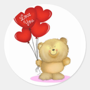 Adesivo Redondo Ame-o urso de ursinho que guardara ballons do
