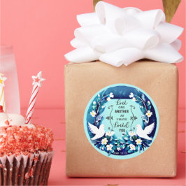 Adesivo Redondo Ame-Se Outros Doves Azuis e Brancos