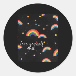 Adesivo Redondo Ame-Se Primeiro Rainbow Priker Sticker