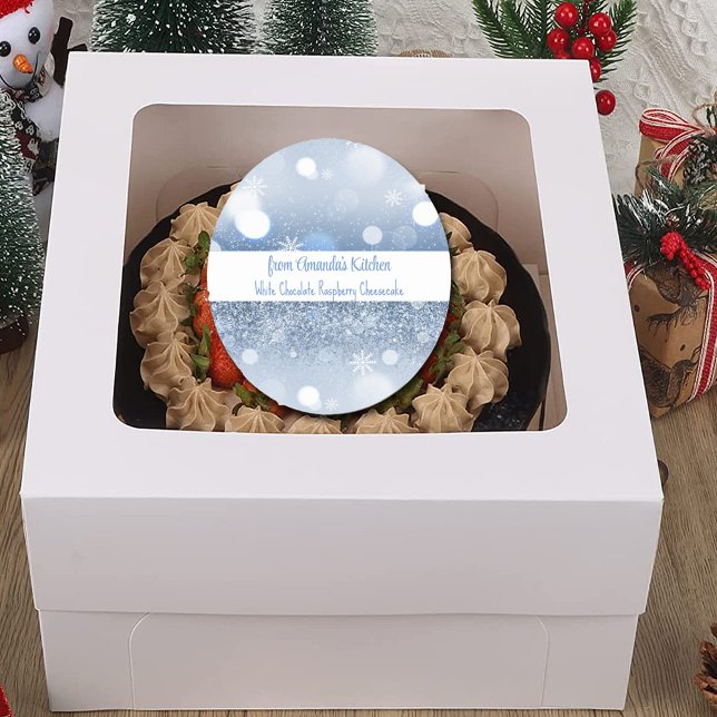 Adesivo Redondo Ameaças de Natal Flocos de Neve Faíscas Azuis Esti (Criador carregado)