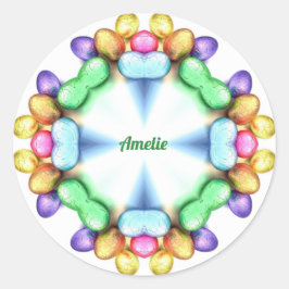 Adesivo Redondo AMELIE! PÁSCOA WOW! Páscoa De Ovos bonito Dando ~