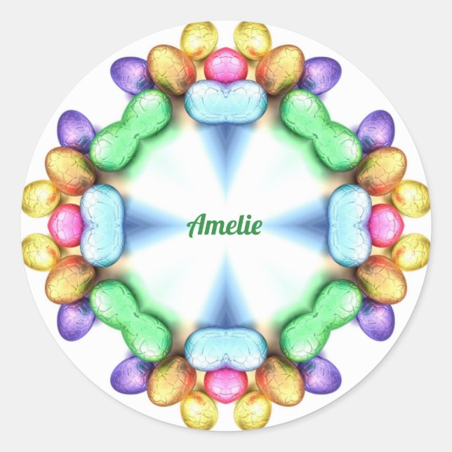 Adesivo Redondo AMELIE! PÁSCOA WOW! Páscoa De Ovos bonito Dando ~