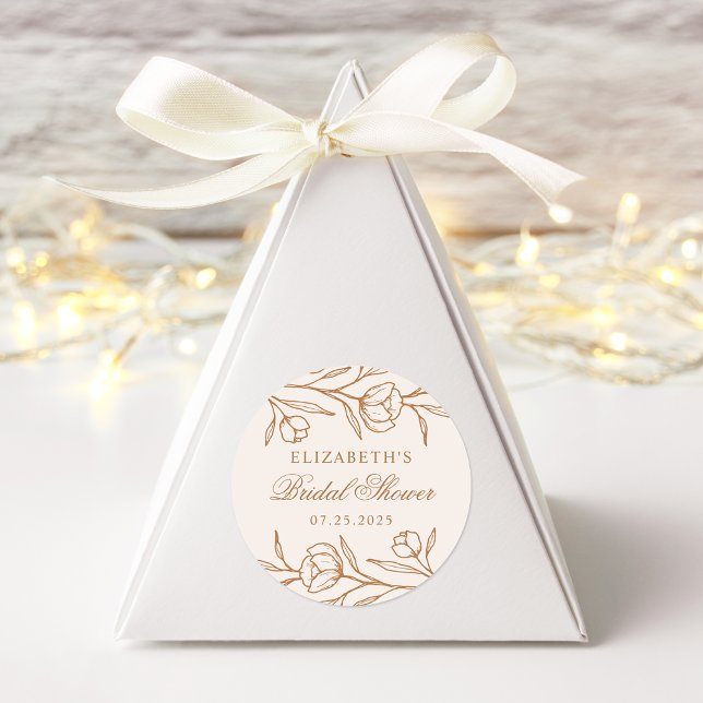 Adesivo Redondo Amêndoa Floral esboçada e Chá de panela de Cobre (Criador carregado)