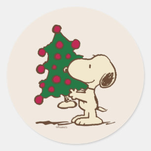 Adesivo Redondo Amendoins Árvore de Natal de Snoopy