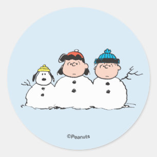 Adesivo Redondo Amendoins Boneco de Neve de 3 Pessoas