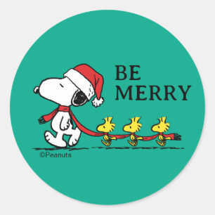 Adesivo Redondo Amendoins Snoopy & Amigos Inverno