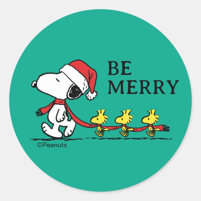 Adesivo Redondo Amendoins | Snoopy & Amigos Inverno (Frente)