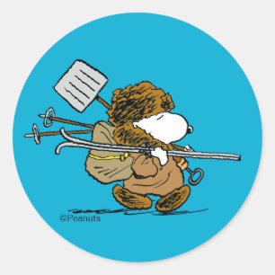 Adesivo Redondo Amendoins Snoopy Guerreiro da Neve