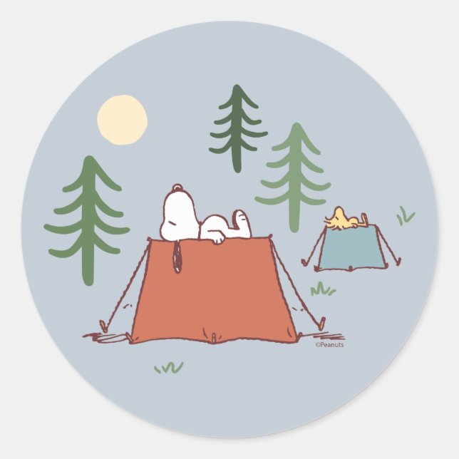 Adesivo Redondo Amendoins | Snoopy & Woodstock (Frente)