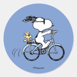 Adesivo Redondo Amendoins   Snoopy & Woodstock Bicicleta