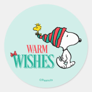 Adesivo Redondo Amendoins Snoopy & Woodstock Desejos Quentes