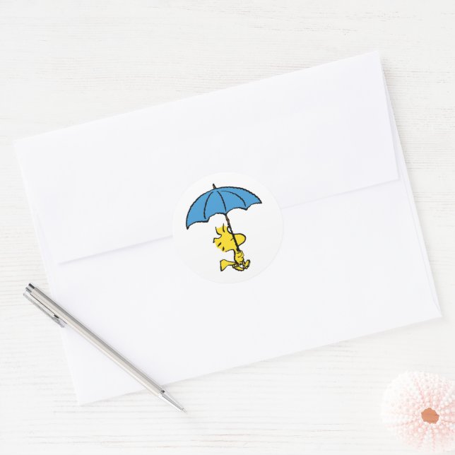 Adesivo Redondo Amendoins | Woodstock Blue Umbrella (Envelope)