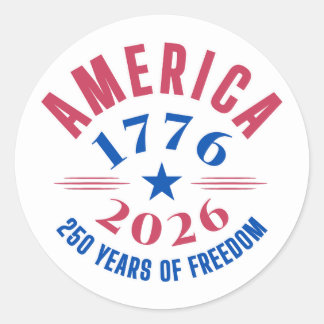 Adesivo Redondo AMERICA 1776 2026 250 years freedom anniversary