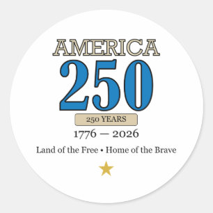 Adesivo Redondo América 250 Anos 1776–2026 Águia Patriótica Vintag