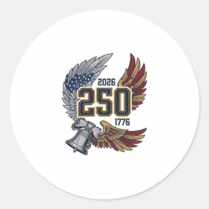 Adesivo Redondo América 250 Asas de Águia 2026 Design Patriótico_1