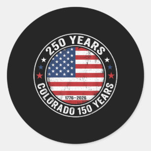 Adesivo Redondo América 250 Colorado 150 Anos Aniversário de 250 a