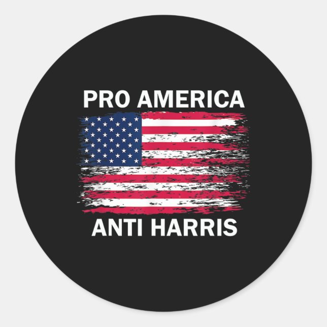 Adesivo Redondo América Anti Kamala Flag Kamala Harris Anti Harris (Frente)