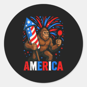 Adesivo Redondo América Bigfoot Eua Firework Patriotic Sasquatch 4
