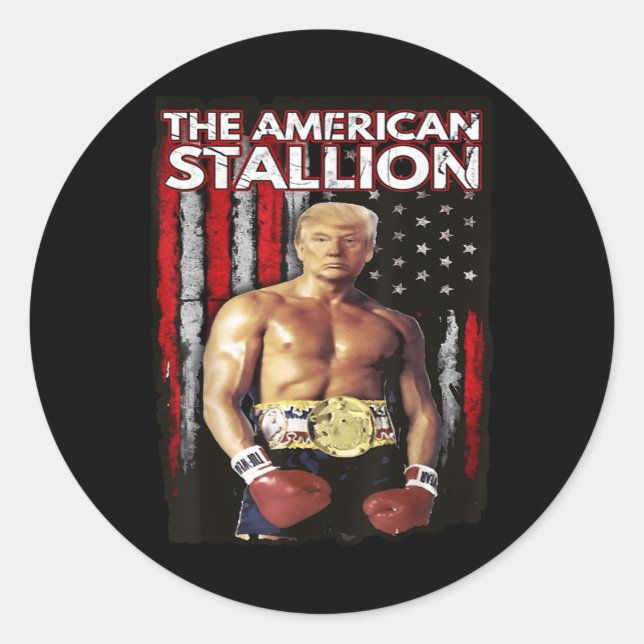Adesivo Redondo America Boxer Trump Rocky Trump Meme Trump 2024 , (Frente)