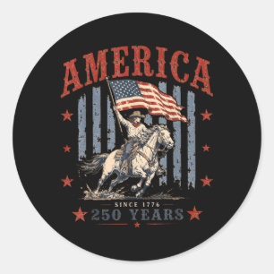Adesivo Redondo América desde 1776 250 anos Cavalo de Montaria Cow