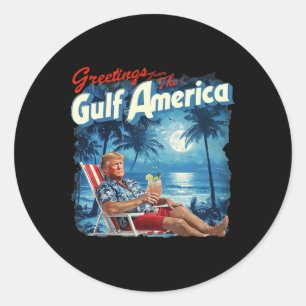 Adesivo Redondo América do Golfo Trump 2024 Retro Beach Usa