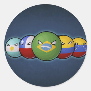 Adesivo Redondo Ámérica do Sul Countryballs