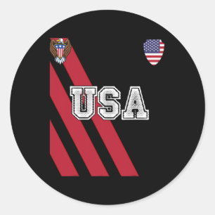 Adesivo Redondo América dos Estados Unidos Futebol Jersey Red Blue