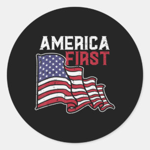 Adesivo Redondo America First US Flag Memorial Day 4° De Julho Men
