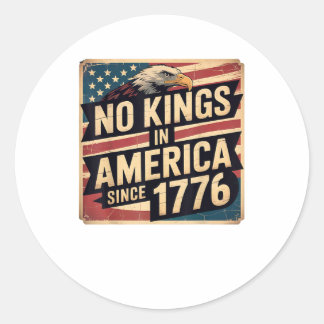 Adesivo Redondo America Flag  Decor No Kings In America Since 1776