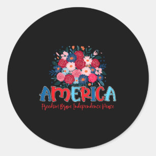 Adesivo Redondo América liberdade corajosa independência