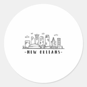Adesivo Redondo América Louisiana New Orleans Skyline Silhouette