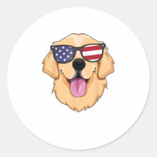 Adesivo Redondo America Ouro Retriever 4 de julho para Men Boys
