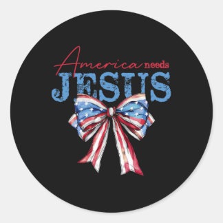 Adesivo Redondo America Precisa de Jesus Bandeira Cristã EUA Coque