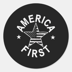 Adesivo Redondo América, primeira bandeira aflita dos Estados Unid