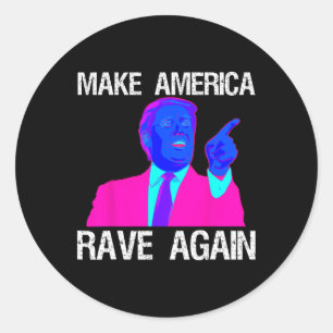 Adesivo Redondo América Rave Novamente Engraçado Edm Trump