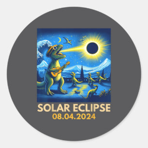 Adesivo Redondo América T-rex Engraçado Eclipse Solar Total Bandei