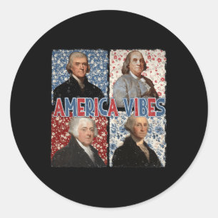 Adesivo Redondo America Vibes Retro 4 De Julho Presidentes América