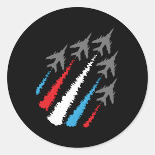 Adesivo Redondo American 4 De Julho Jatos Com Trai Azul Branco Ver