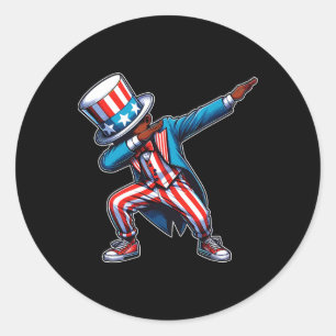 Adesivo Redondo American African Dabbing Boy 4 De Julho